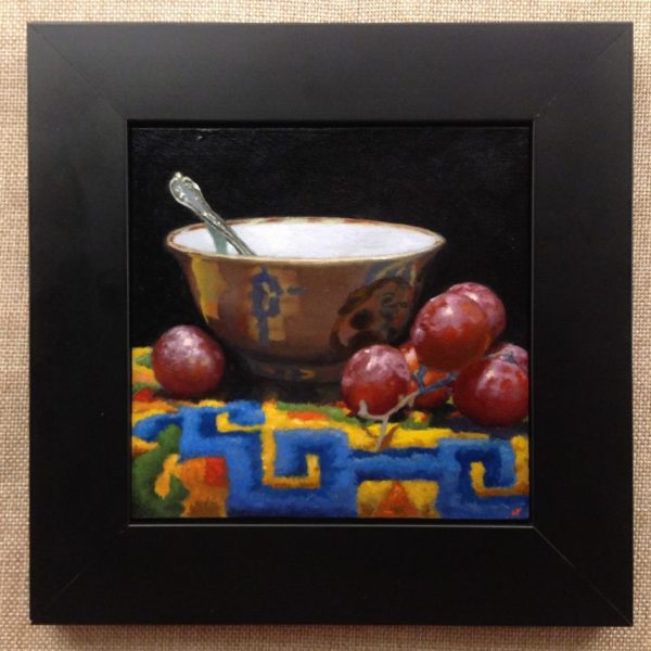 Handmade Bowl, Grapes, Tibetan Rug