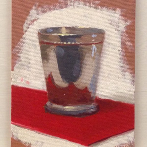 Warm Up Sketch: Silver Cup on Red
