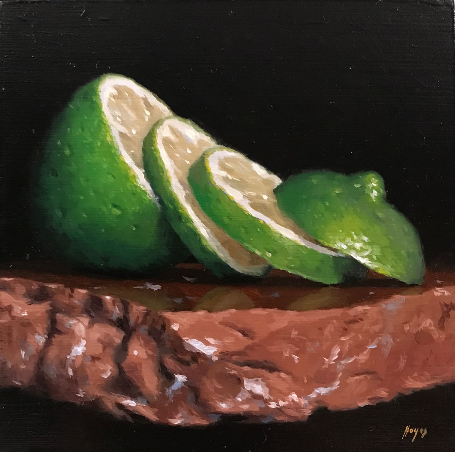 Sliced Lime on Stone •