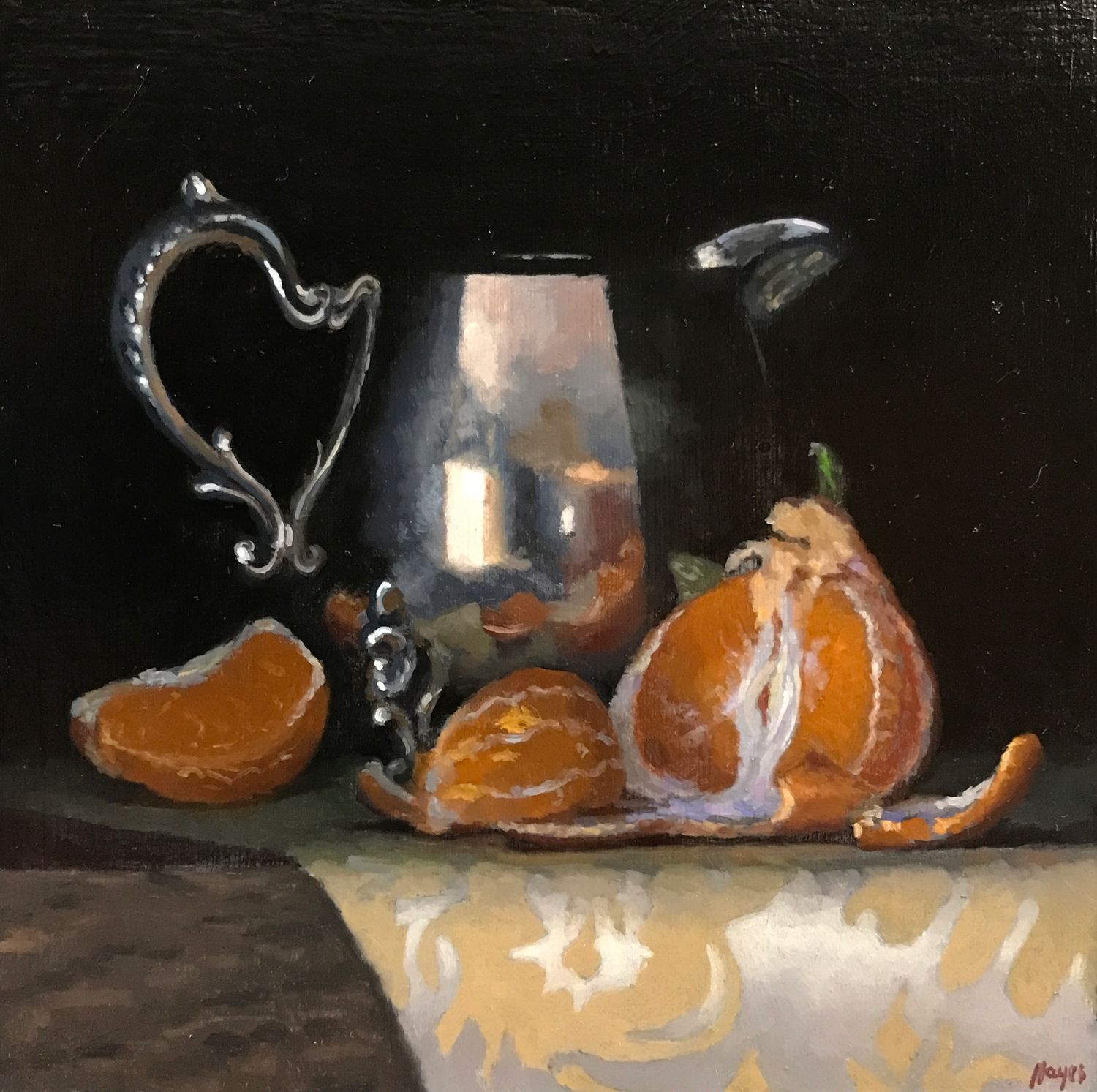 Silver Creamer and Mandarin Orange •