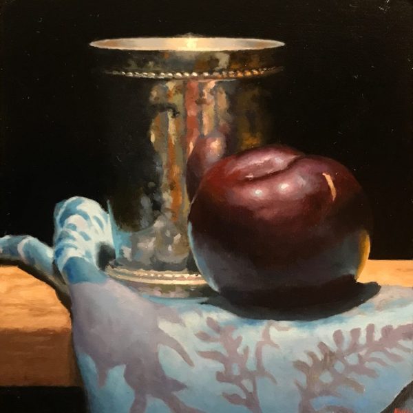Silver, Plum, Blue Silk