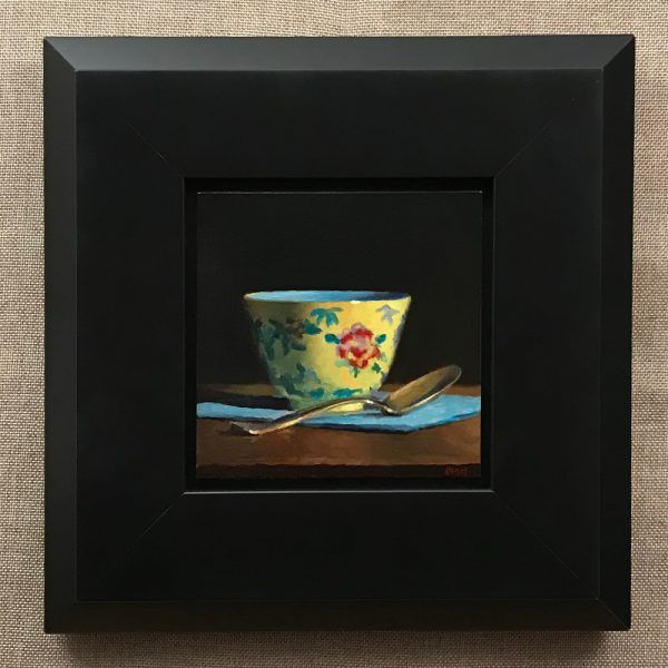 Silver Spoon, Chinese Teacup, Blue Napkin