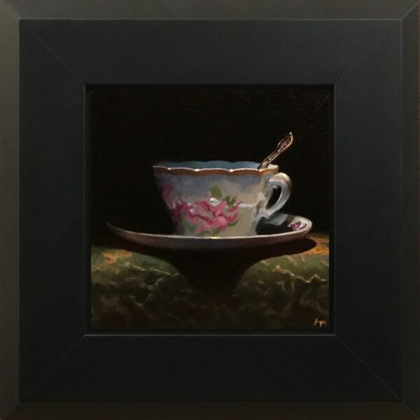 Antique Teacup and Green Brocade
