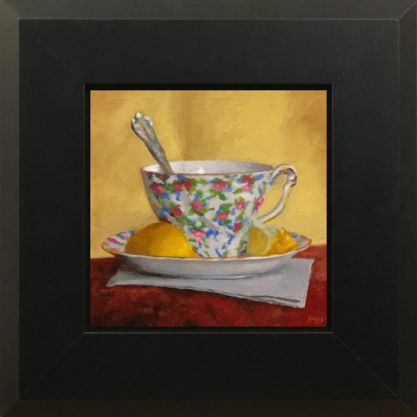 Floral Teacup with Lemon Wedges