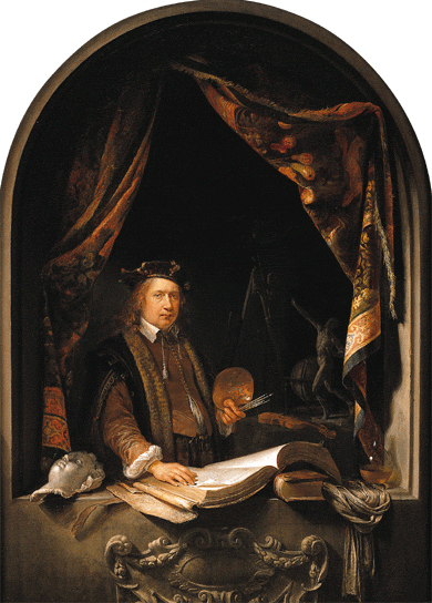 Gerrit Dou "Self Portrait", 1665 Oil on panel, 23x17 inches / 59x44 cm