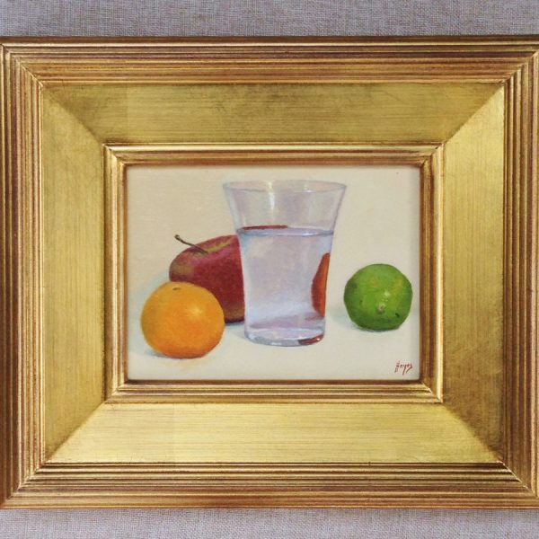 Orange, Apple, Water Glass, Lime