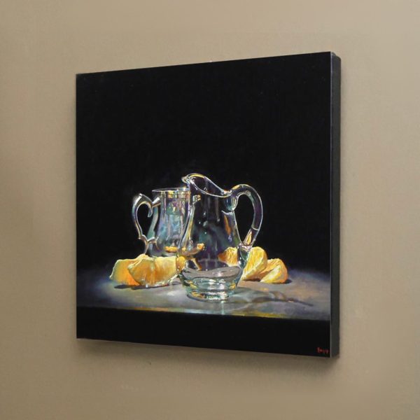 "Silver, Glass, Oranges" Print On Canvas