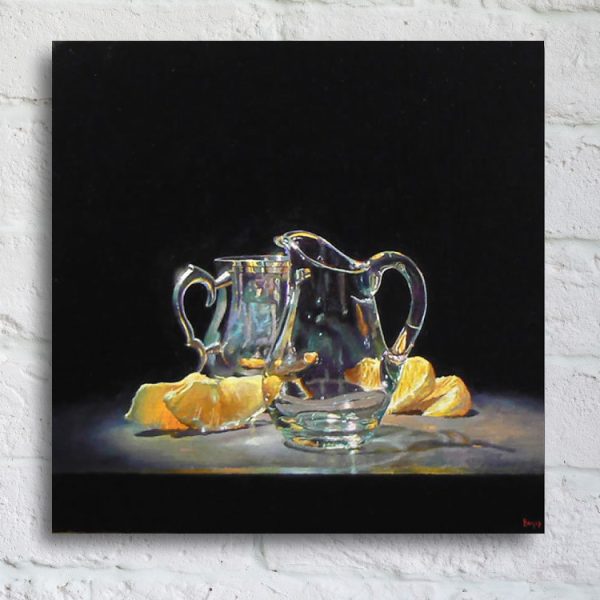 "Silver, Glass, Oranges" Print On Canvas